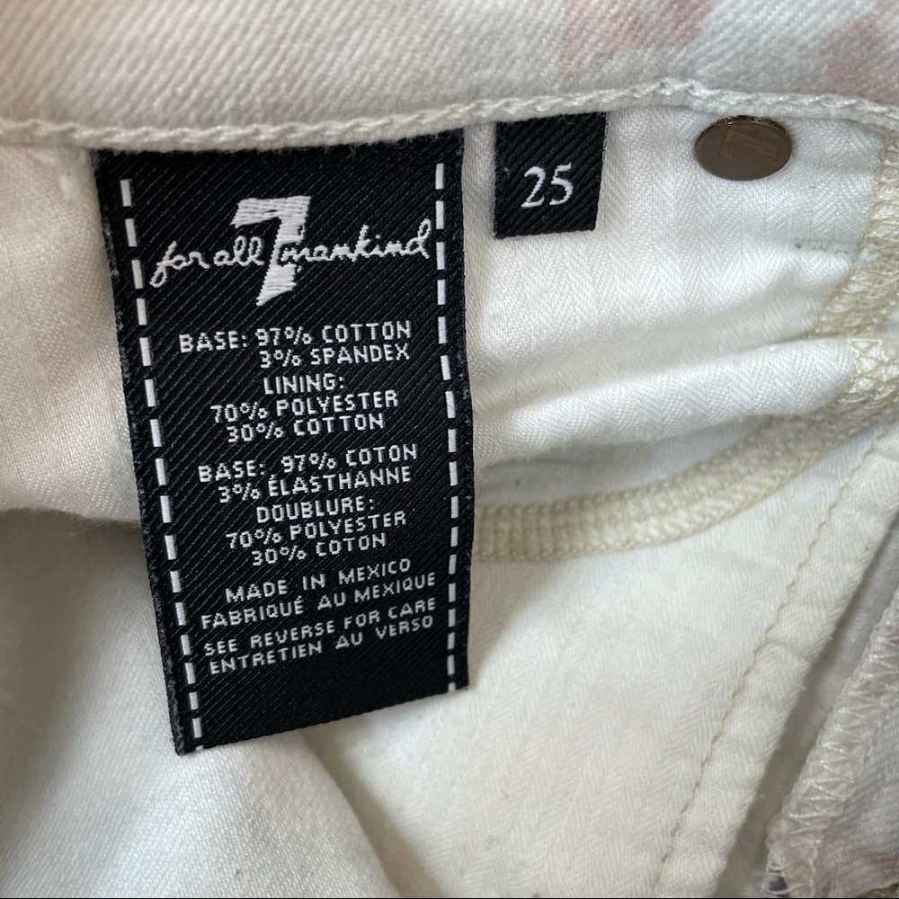 7 For All Mankind White Floral Denim Mini Skirt - Picture 5 of 8